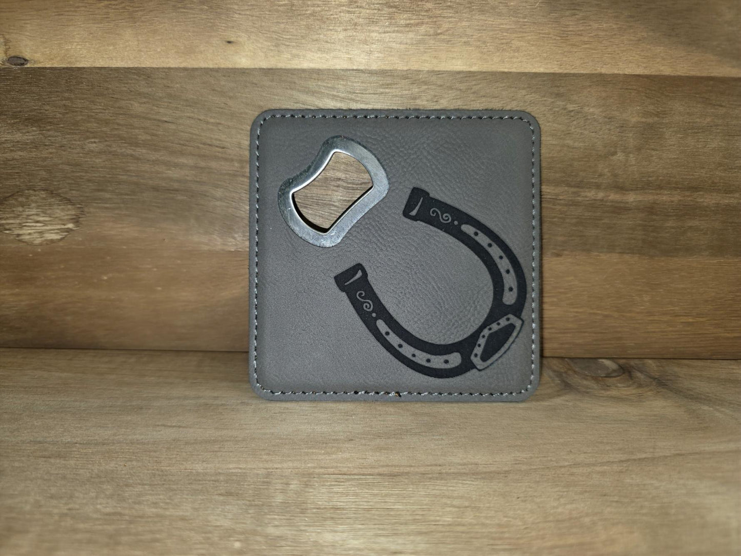 Leatherette Horseshoe Bottle Opener Coaster