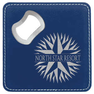 4" x 4" Square Laserable Leatherette Bottle Opener Coaster
