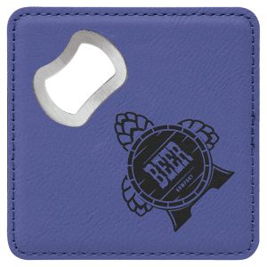 4" x 4" Square Laserable Leatherette Bottle Opener Coaster