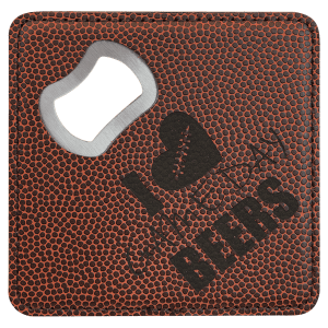 4" x 4" Square Laserable Leatherette Bottle Opener Coaster