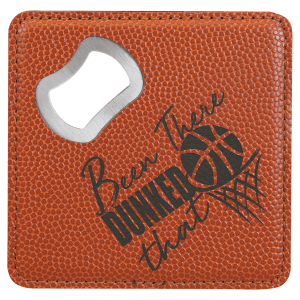 4" x 4" Square Laserable Leatherette Bottle Opener Coaster
