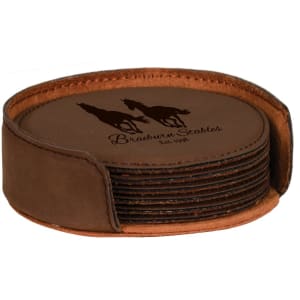 Leatherette 6-Coaster Set Square/Round