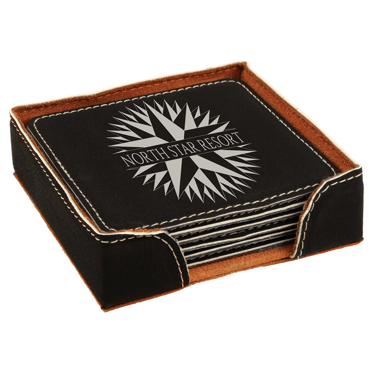 Leatherette 6-Coaster Set Square/Round