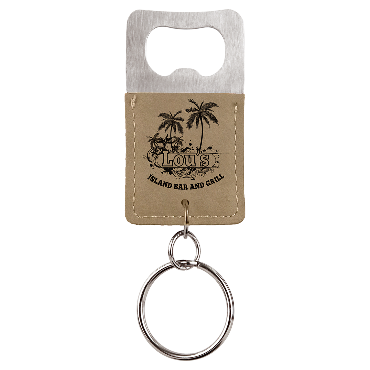 Leatherette Rectangle Bottle Opener Keychain