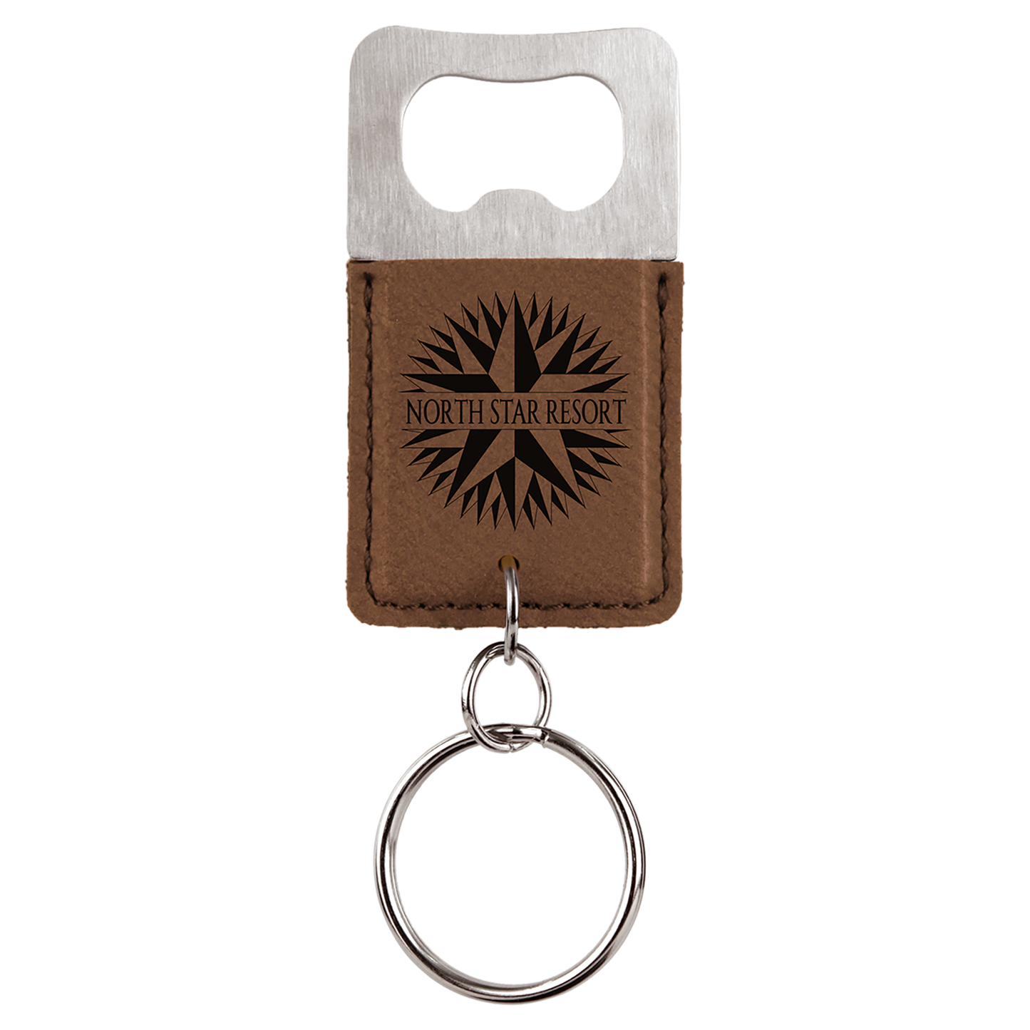 Leatherette Rectangle Bottle Opener Keychain