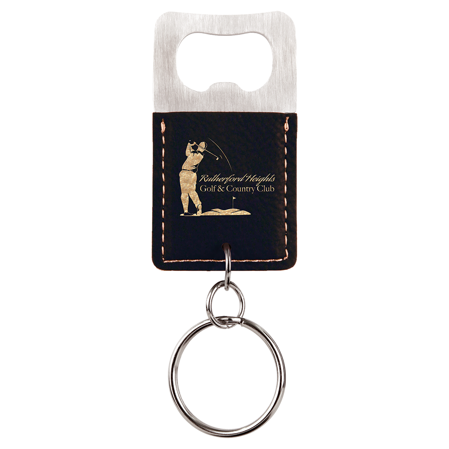 Leatherette Rectangle Bottle Opener Keychain