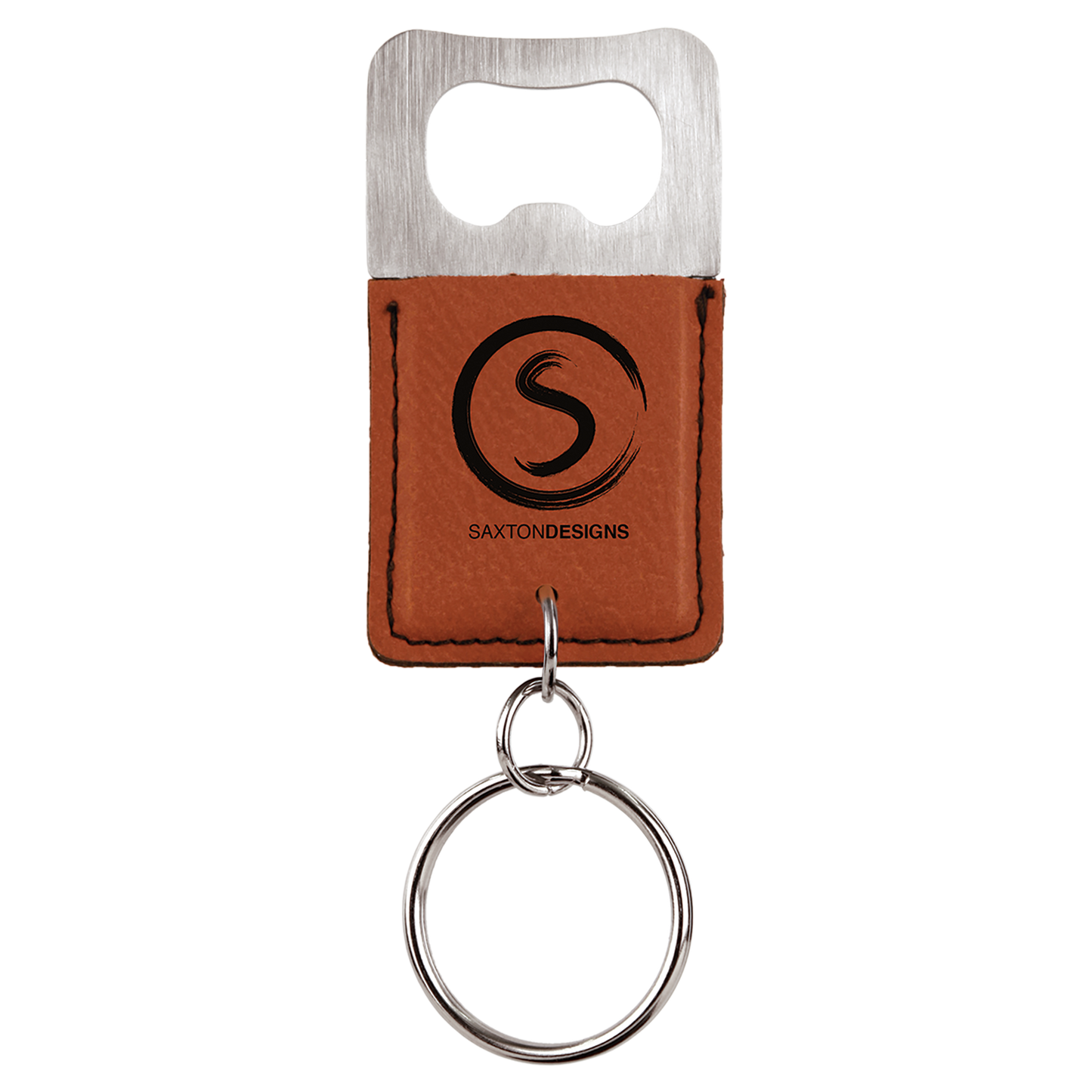 Leatherette Rectangle Bottle Opener Keychain