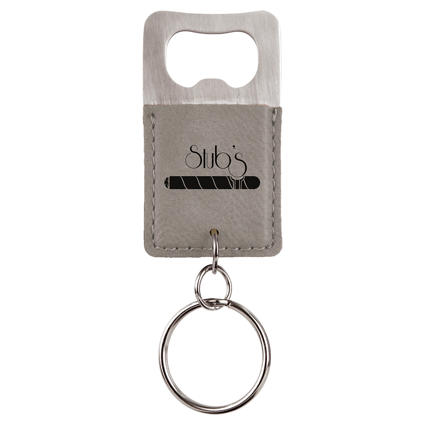 Leatherette Rectangle Bottle Opener Keychain