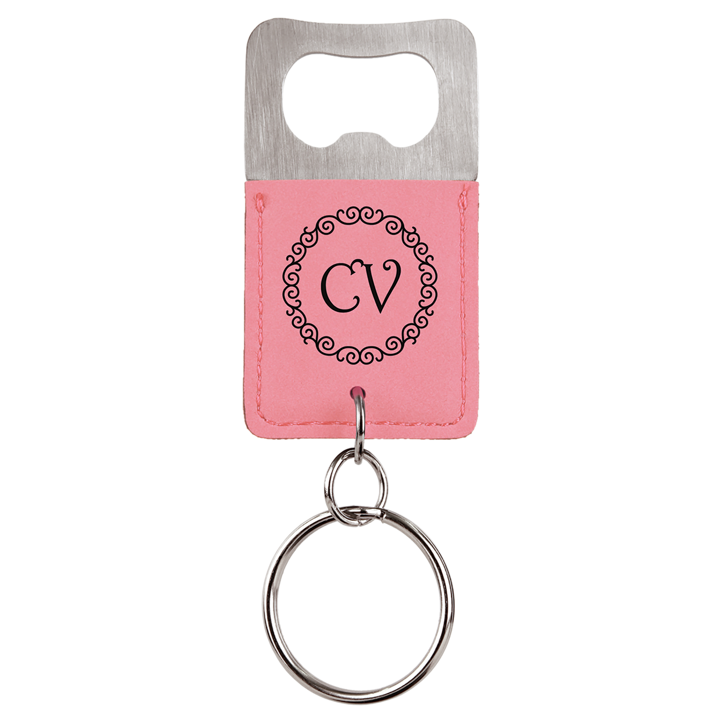 Leatherette Rectangle Bottle Opener Keychain