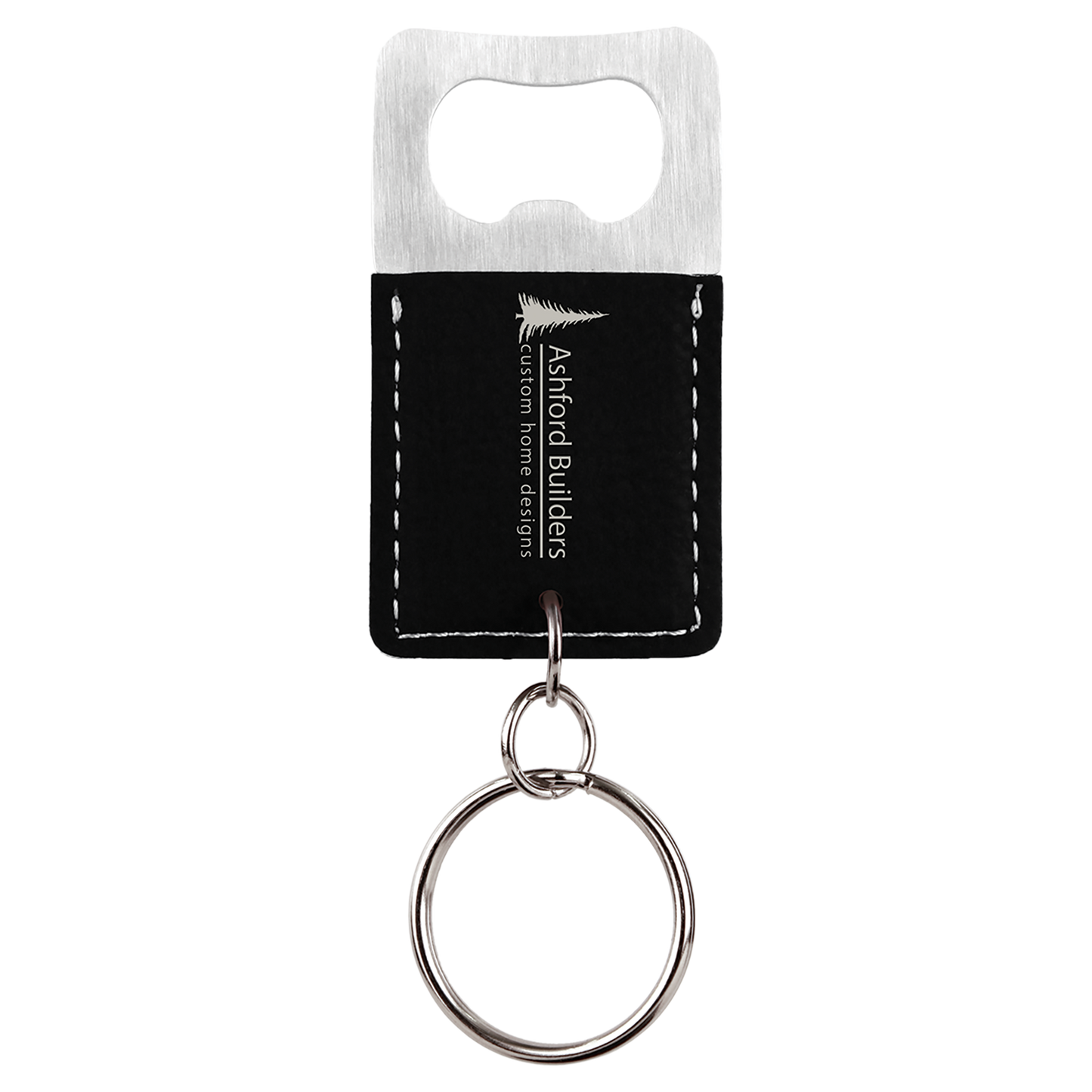 Leatherette Rectangle Bottle Opener Keychain