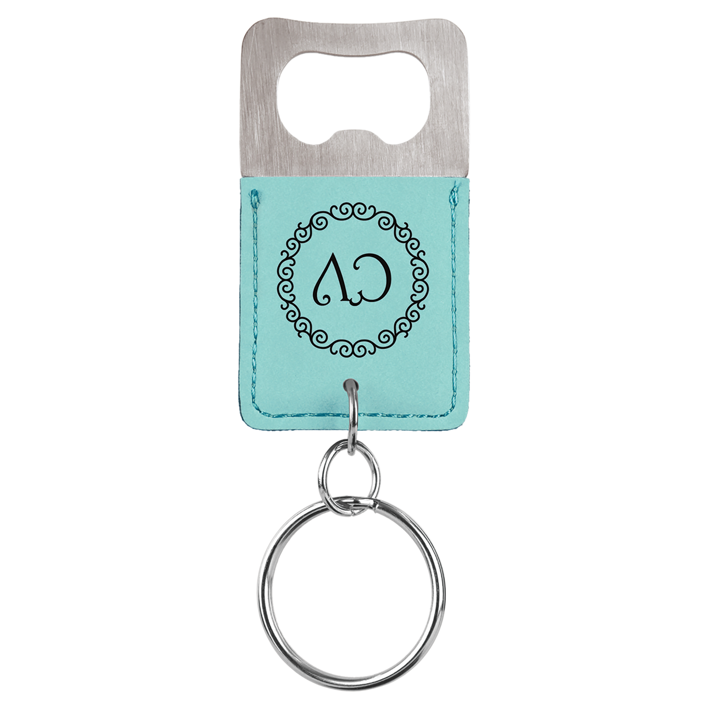 Leatherette Rectangle Bottle Opener Keychain