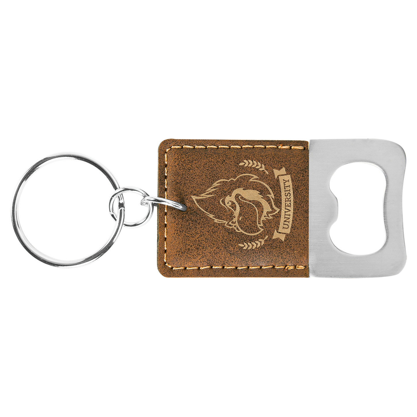 Leatherette Rectangle Bottle Opener Keychain