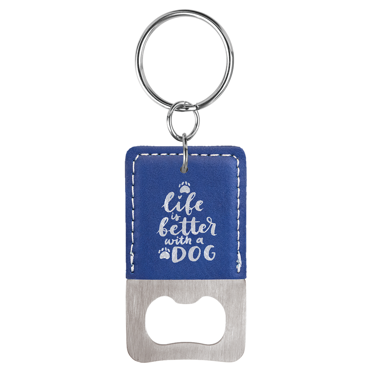 Leatherette Rectangle Bottle Opener Keychain