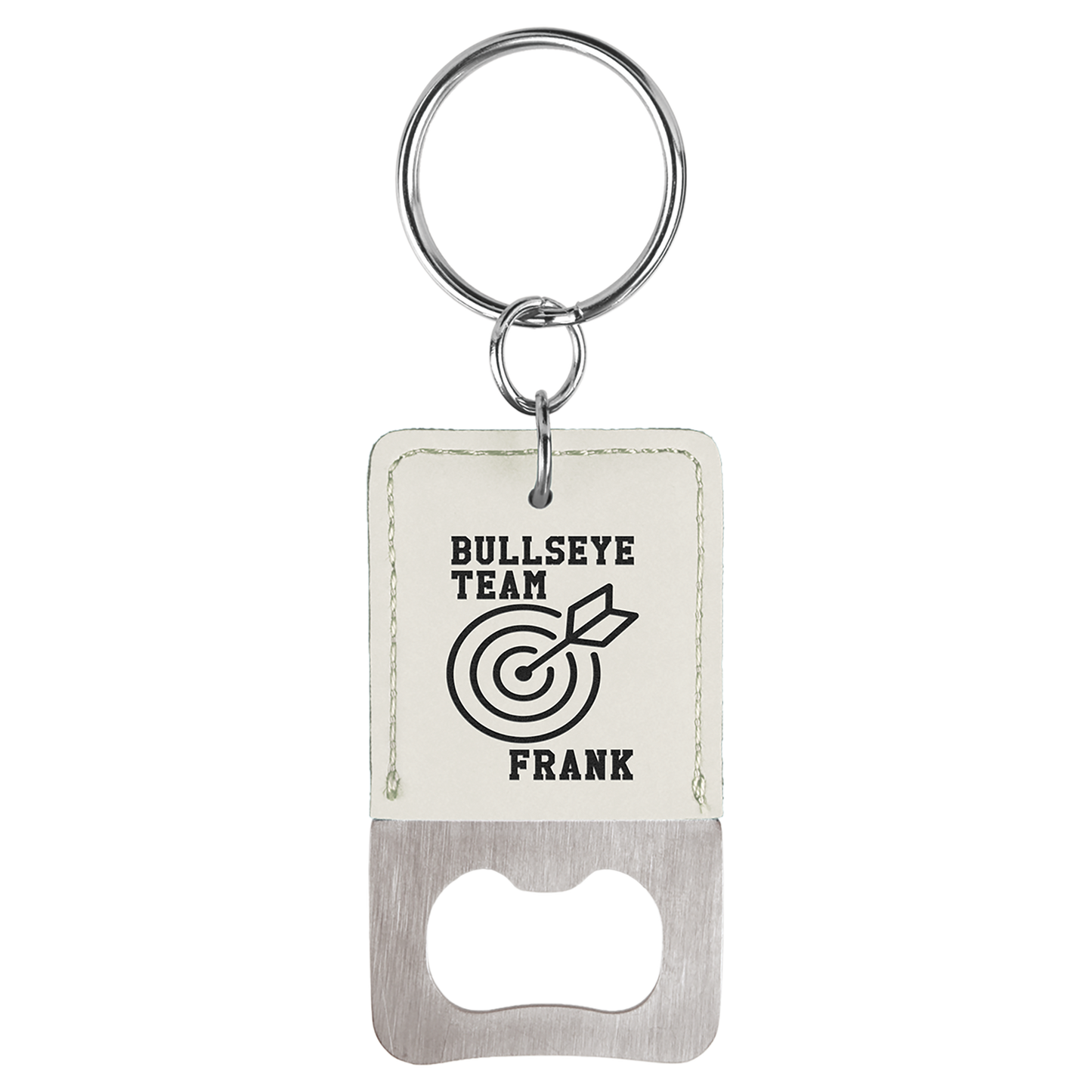 Leatherette Rectangle Bottle Opener Keychain