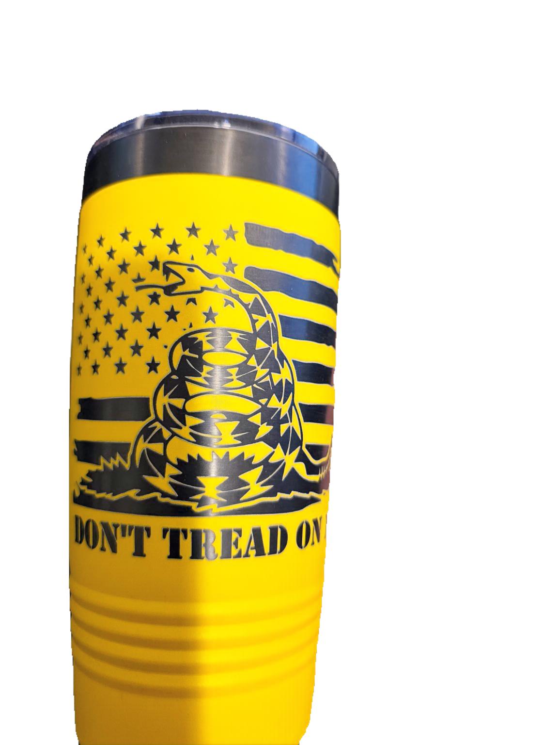 20oz “Don’t Tread On Me” Yellow & Black Engraved Tumbler