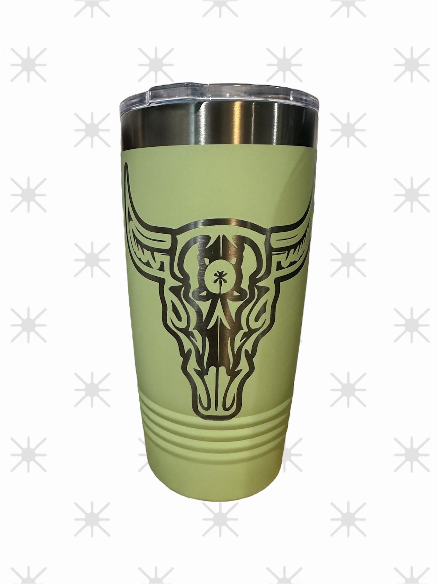 20 oz Engraved Western Skull Tumbler- Summer Sage