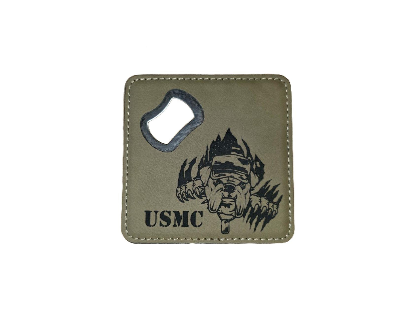 Leatherette Bottle Opener Coaster – USMC Bulldog