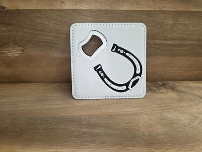 Leatherette Horseshoe Bottle Opener Coaster