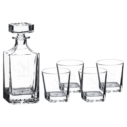 750mL Square Glass Decanter Set with Four 11 oz. Rocks Glasses