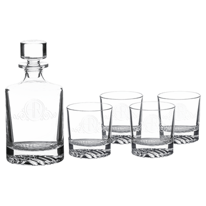850mL Round Glass Decanter Set with Four 9 oz. Rocks Glasses