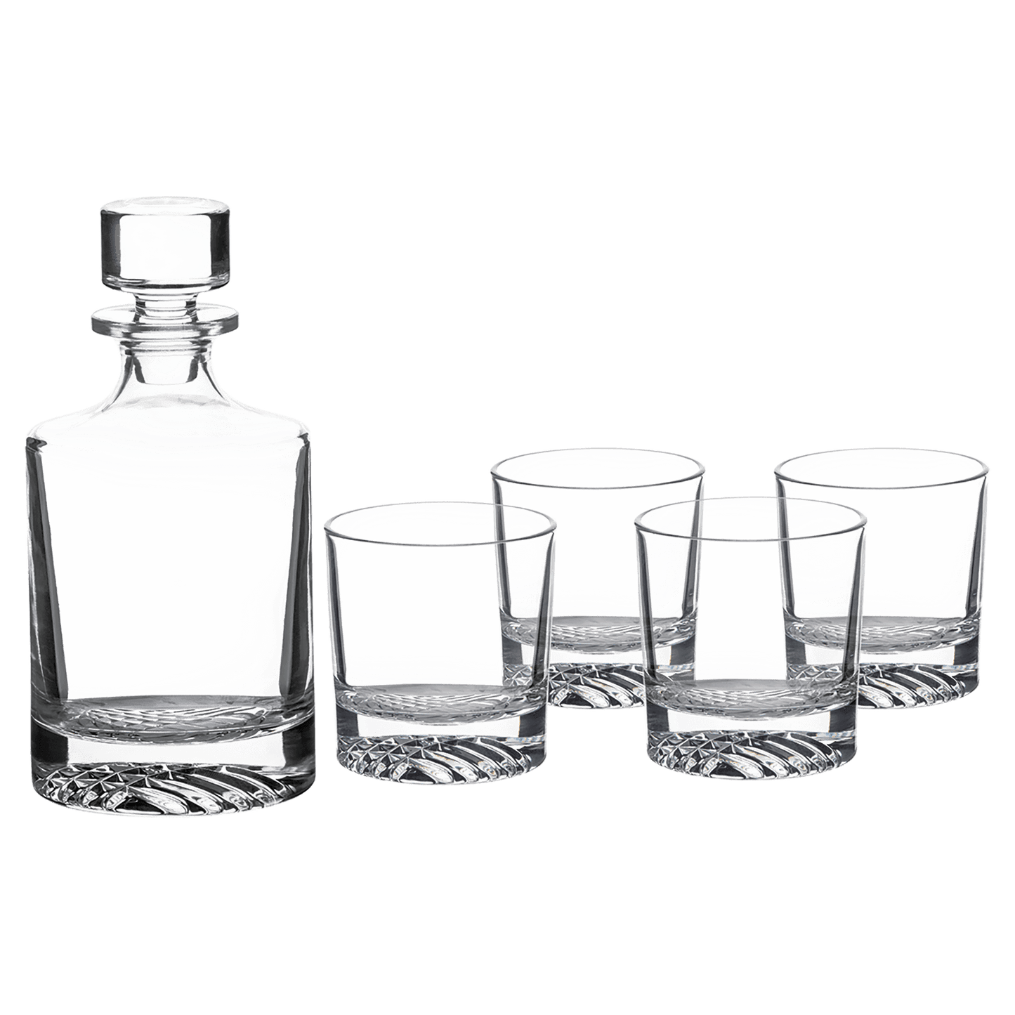 850mL Round Glass Decanter Set with Four 9 oz. Rocks Glasses