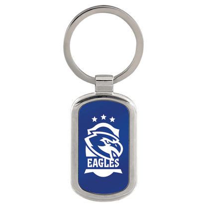 1 1/8" x 1 7/8" Blue Laserable Rectangle Keychain