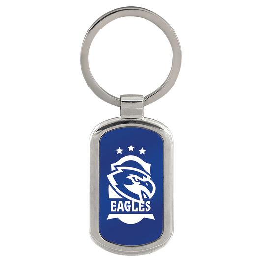 1 1/8" x 1 7/8" Blue Laserable Rectangle Keychain