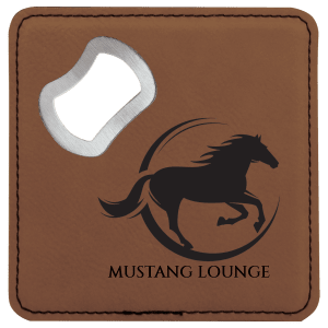 4" x 4" Square Laserable Leatherette Bottle Opener Coaster