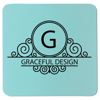 3 3/4" x 3 3/4" Square Teal/Black Silicone Coaster
