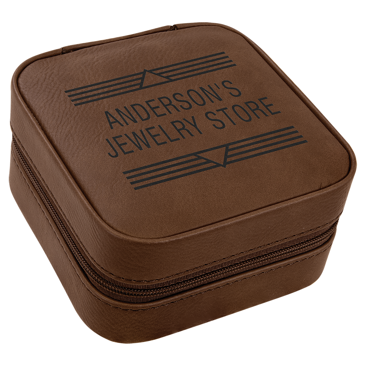 Lasered Leatherette Travel Jewelry Box with Tan Lining