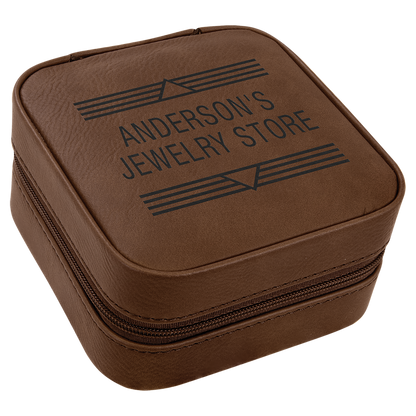 Lasered Leatherette Travel Jewelry Box with Tan Lining