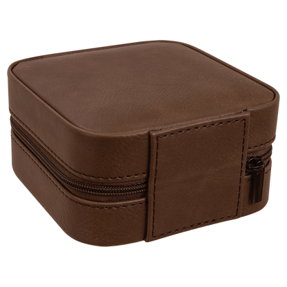 Lasered Leatherette Travel Jewelry Box with Tan Lining