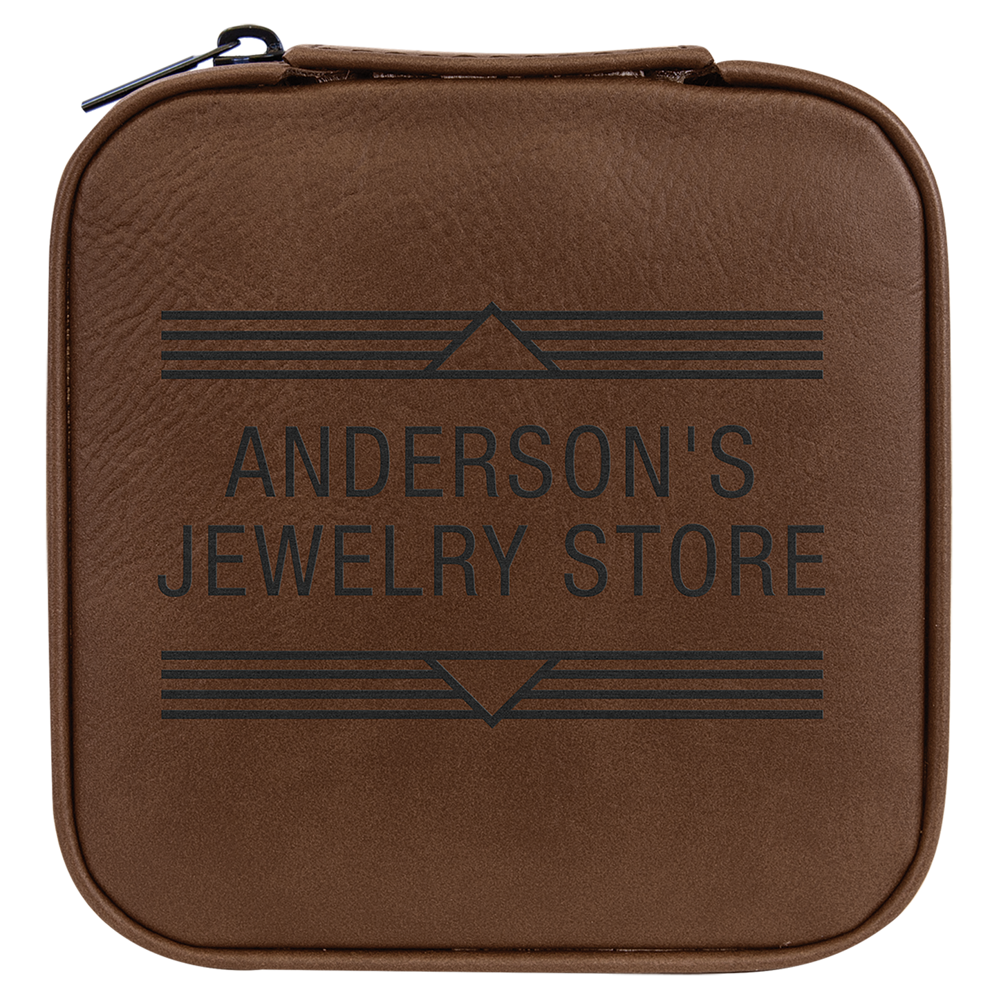 Lasered Leatherette Travel Jewelry Box with Tan Lining