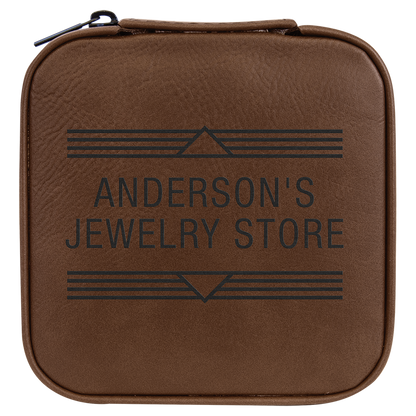 Lasered Leatherette Travel Jewelry Box with Tan Lining