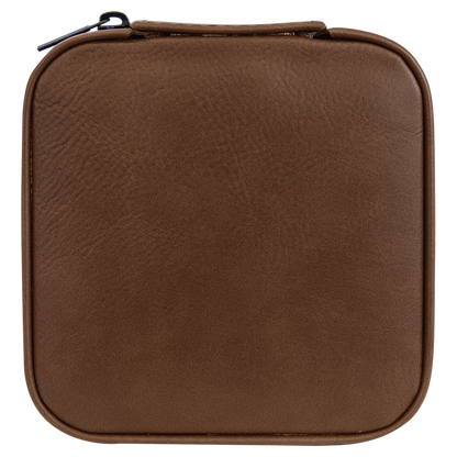 Lasered Leatherette Travel Jewelry Box with Tan Lining