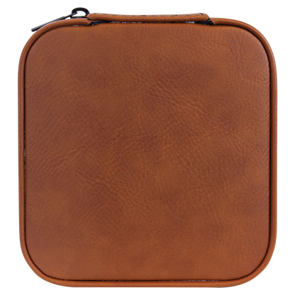 Lasered Leatherette Travel Jewelry Box with Tan Lining