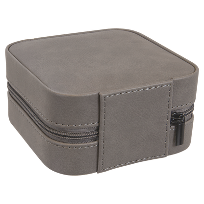 Lasered Leatherette Travel Jewelry Box with Tan Lining