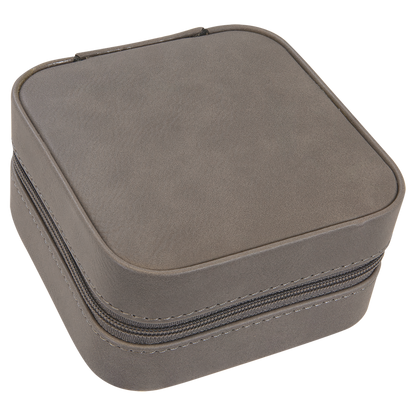Lasered Leatherette Travel Jewelry Box with Tan Lining