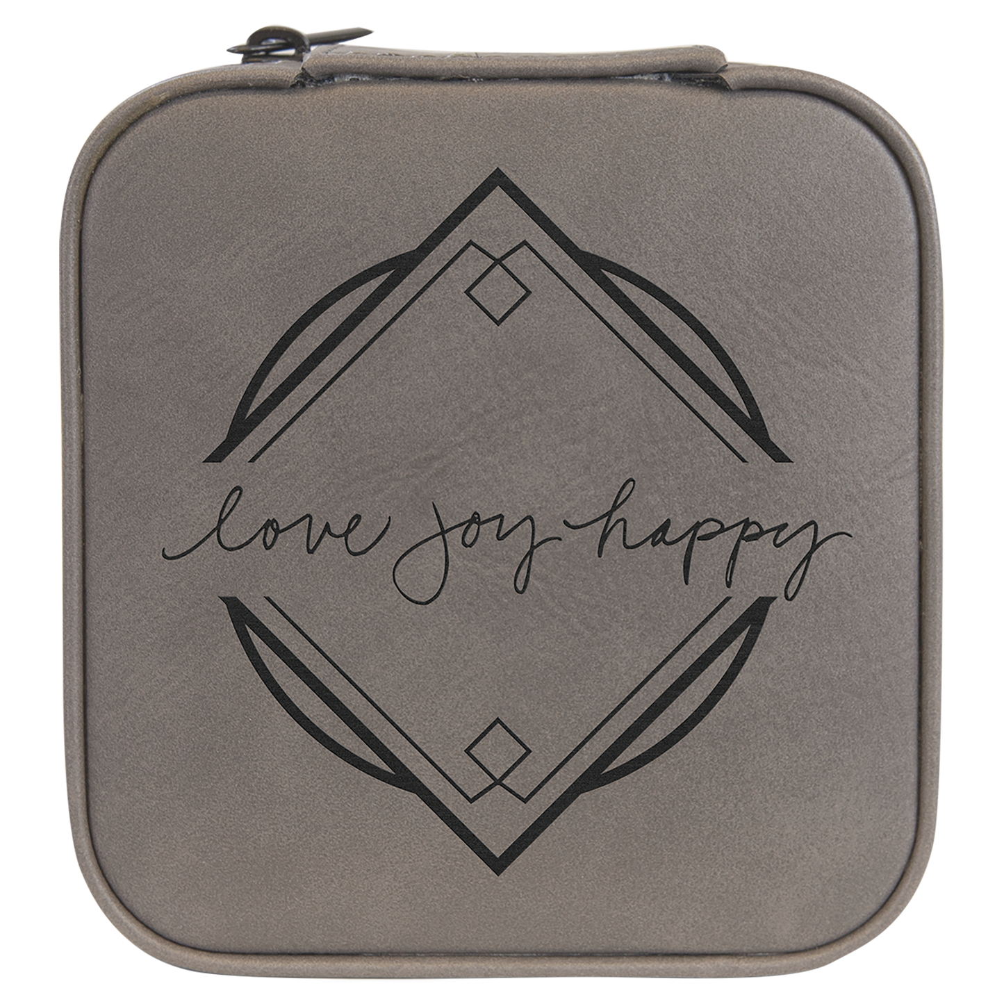 Lasered Leatherette Travel Jewelry Box with Tan Lining