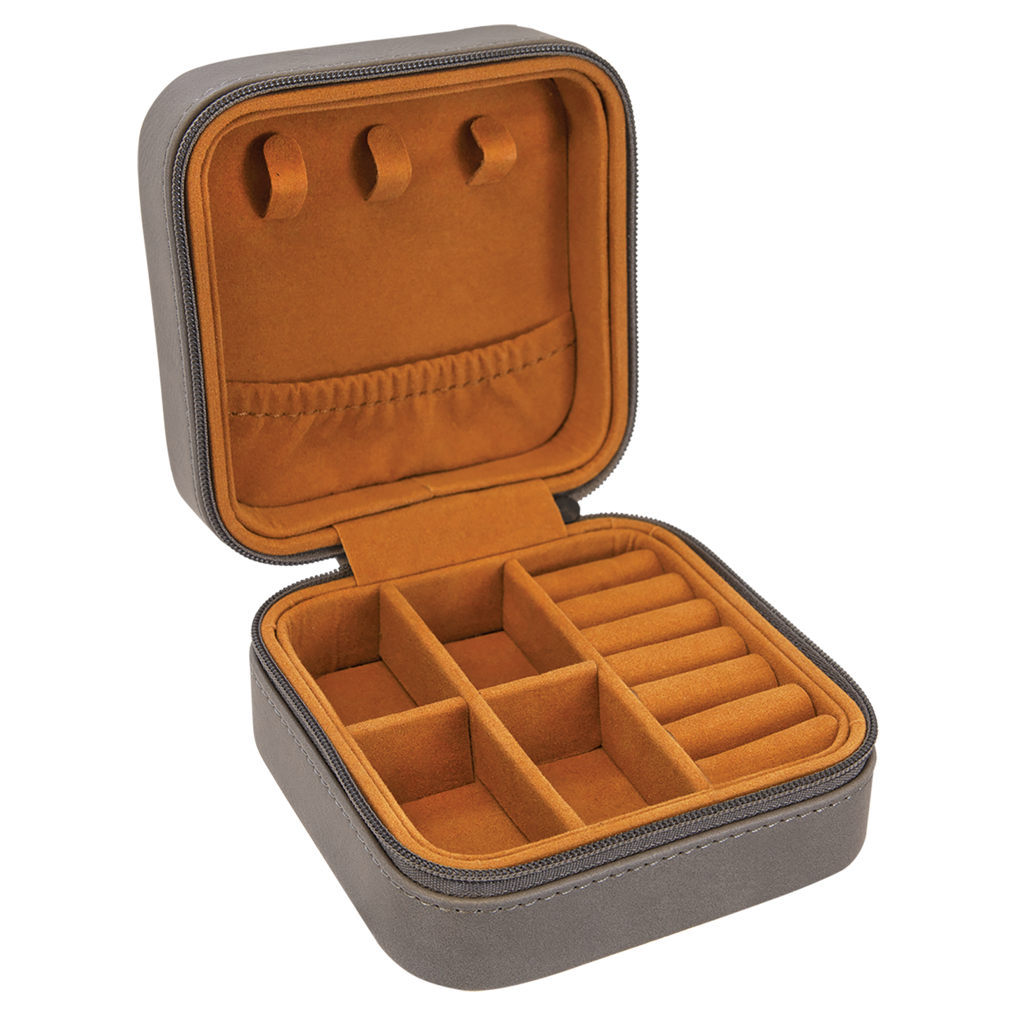 Lasered Leatherette Travel Jewelry Box with Tan Lining