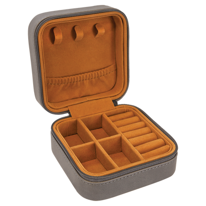 Lasered Leatherette Travel Jewelry Box with Tan Lining