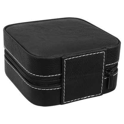 Lasered Leatherette Travel Jewelry Box with Tan Lining