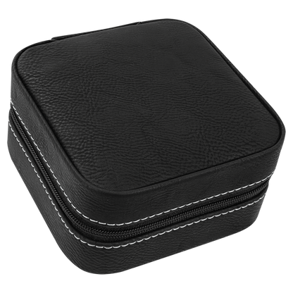 Lasered Leatherette Travel Jewelry Box with Tan Lining