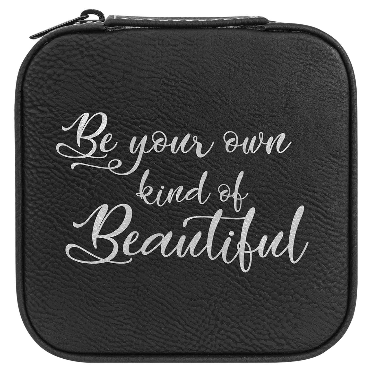 Lasered Leatherette Travel Jewelry Box with Tan Lining