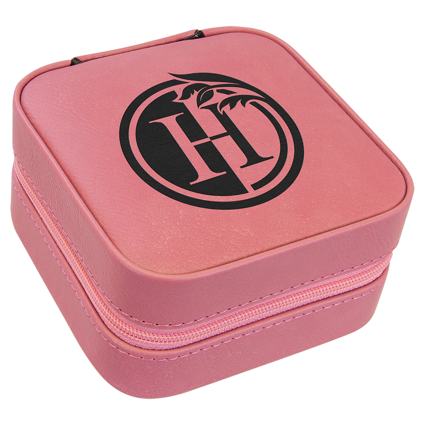 Lasered Leatherette Travel Jewelry Box with Tan Lining