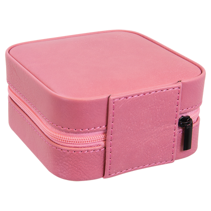 Lasered Leatherette Travel Jewelry Box with Tan Lining