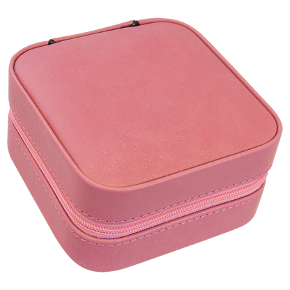Lasered Leatherette Travel Jewelry Box with Tan Lining