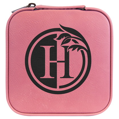 Lasered Leatherette Travel Jewelry Box with Tan Lining