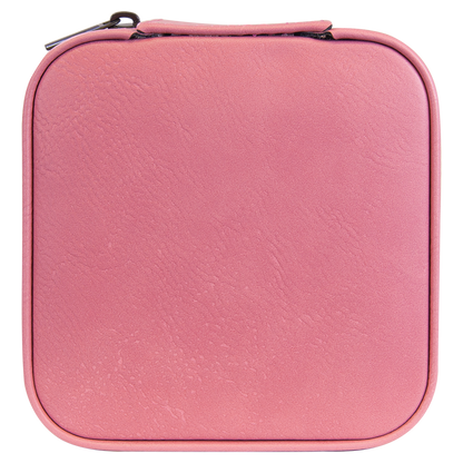 Lasered Leatherette Travel Jewelry Box with Tan Lining