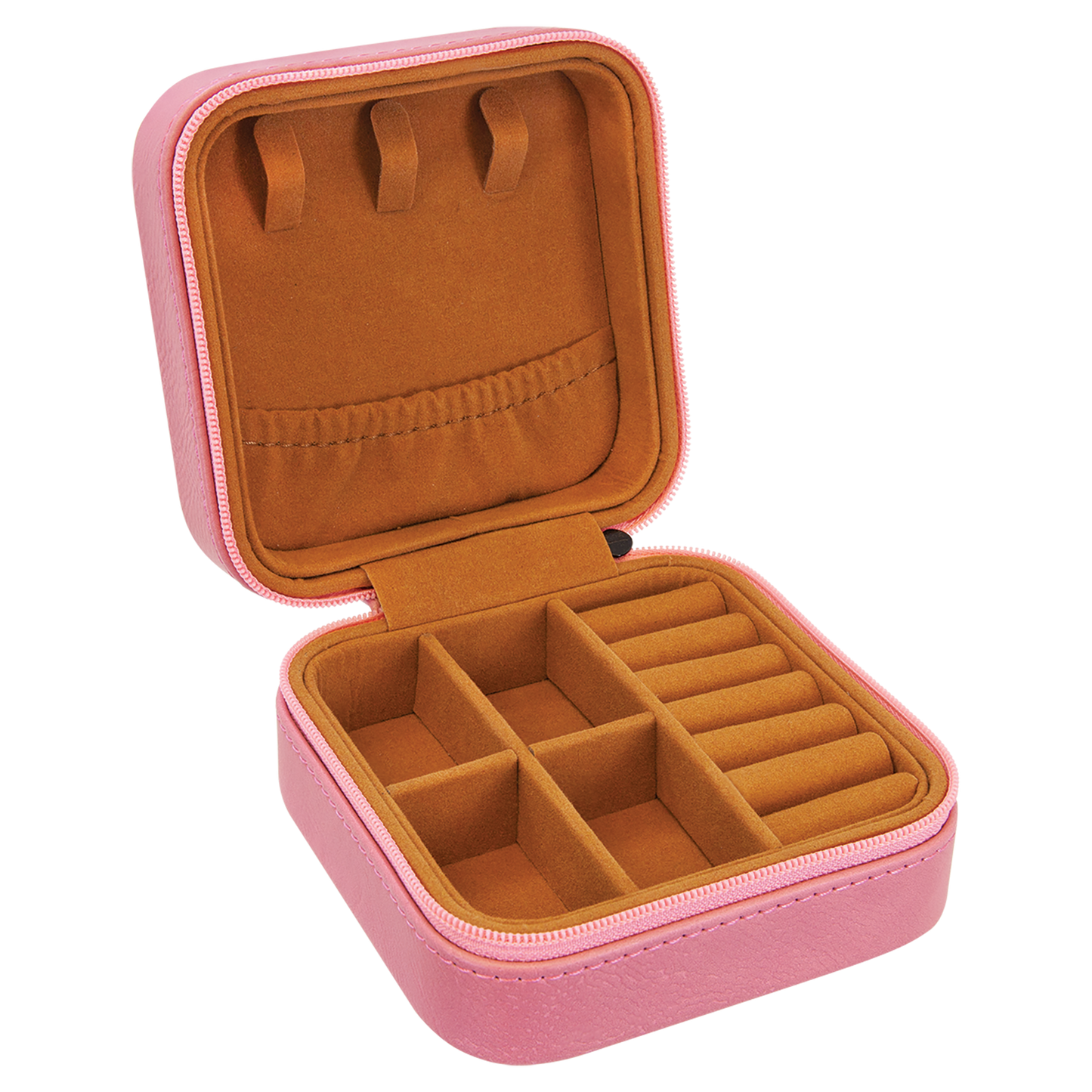 Lasered Leatherette Travel Jewelry Box with Tan Lining